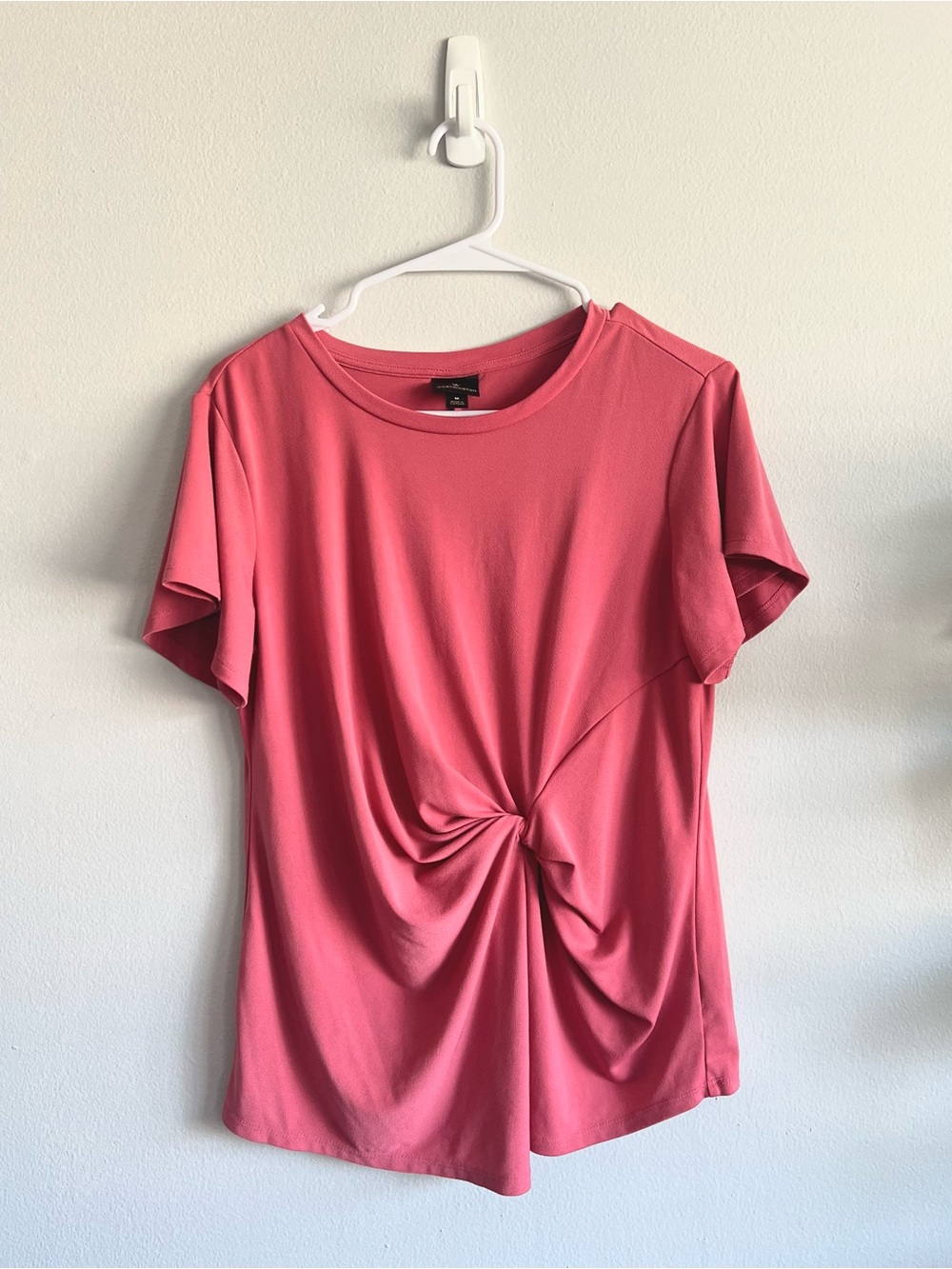 Worthington Pink Dusty Rose Knot-Twist Short Sleeve Top Size Medium